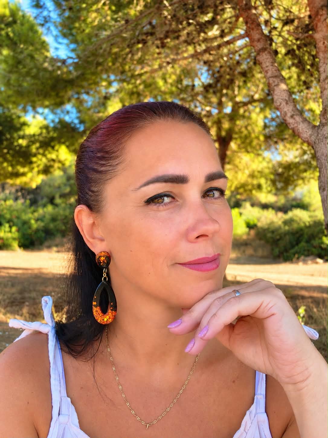 Autumn Ember Teardrop Earrings