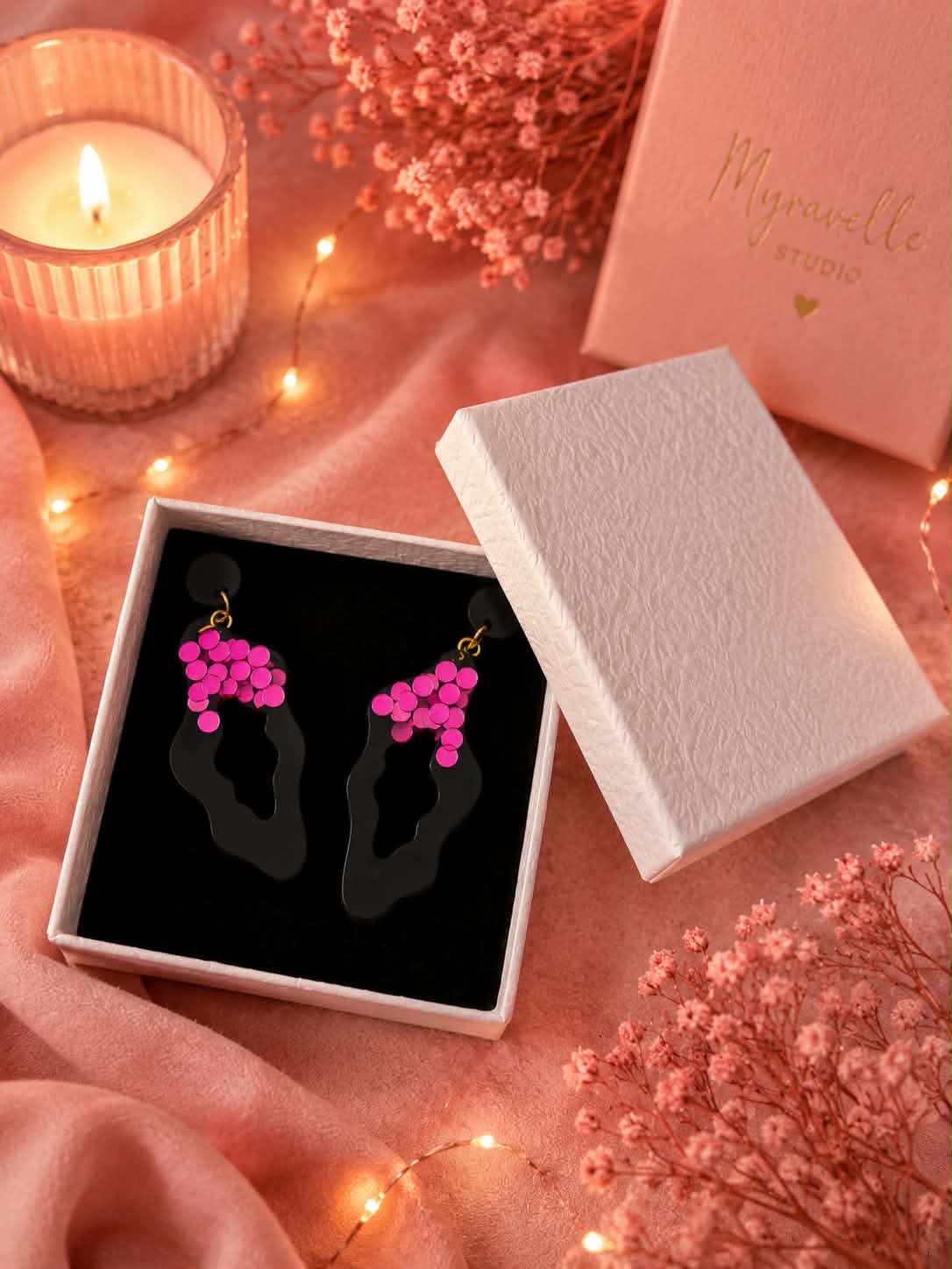 Midnight Blush Statement Resin Earrings