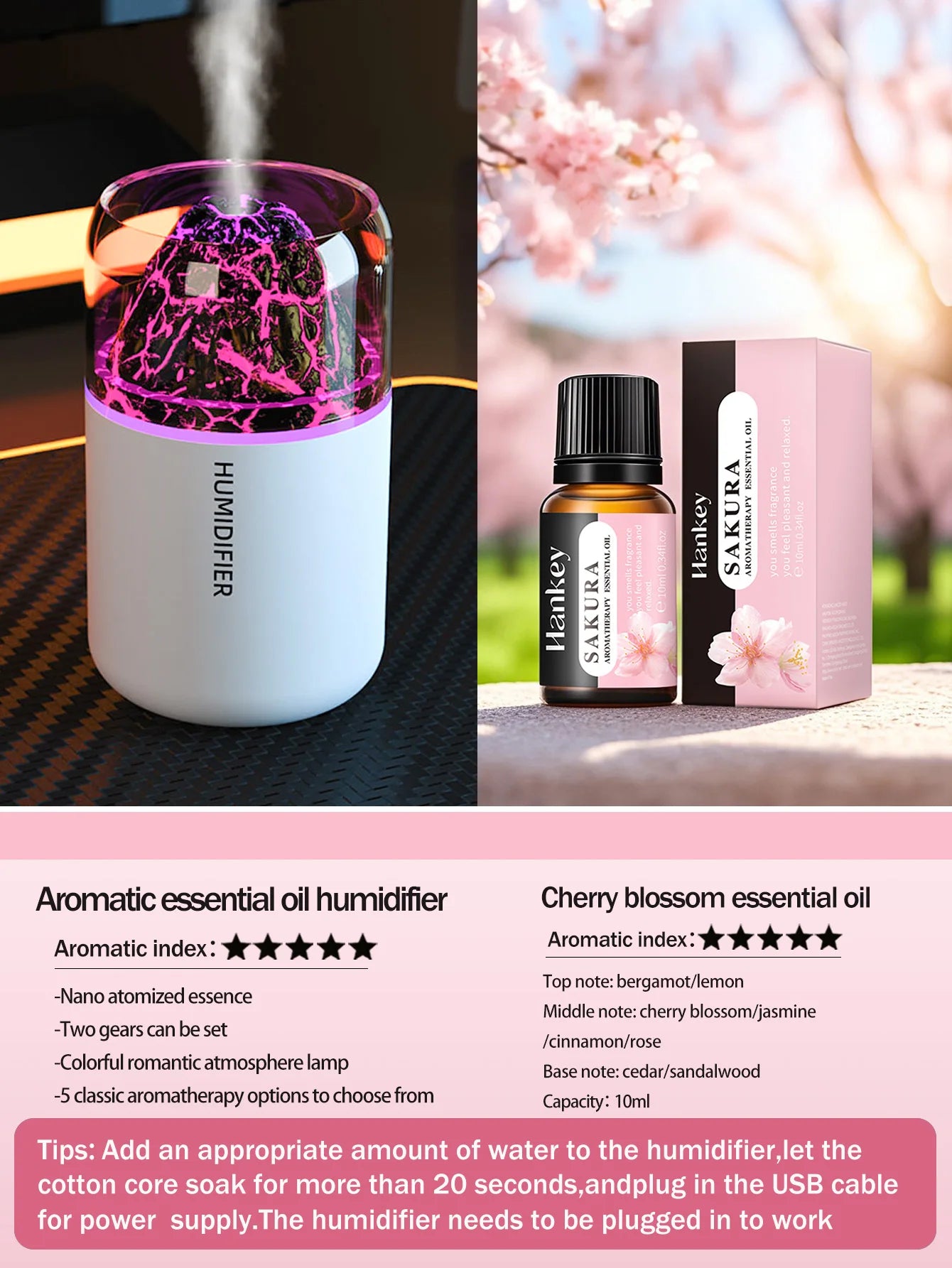 Crystal Flame Aroma Humidifier diffuser