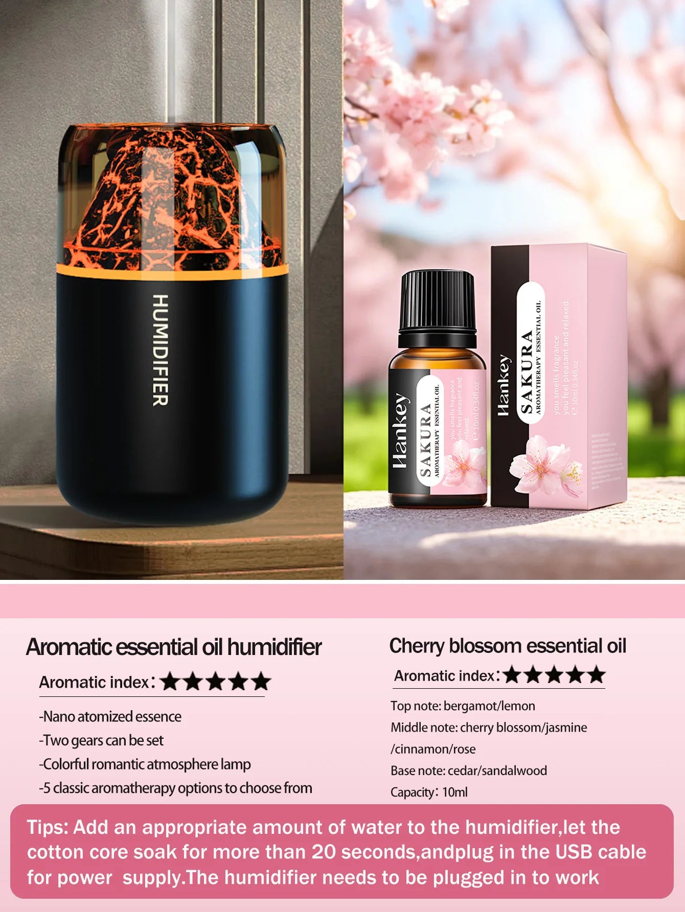 Crystal Flame Aroma Humidifier diffuser