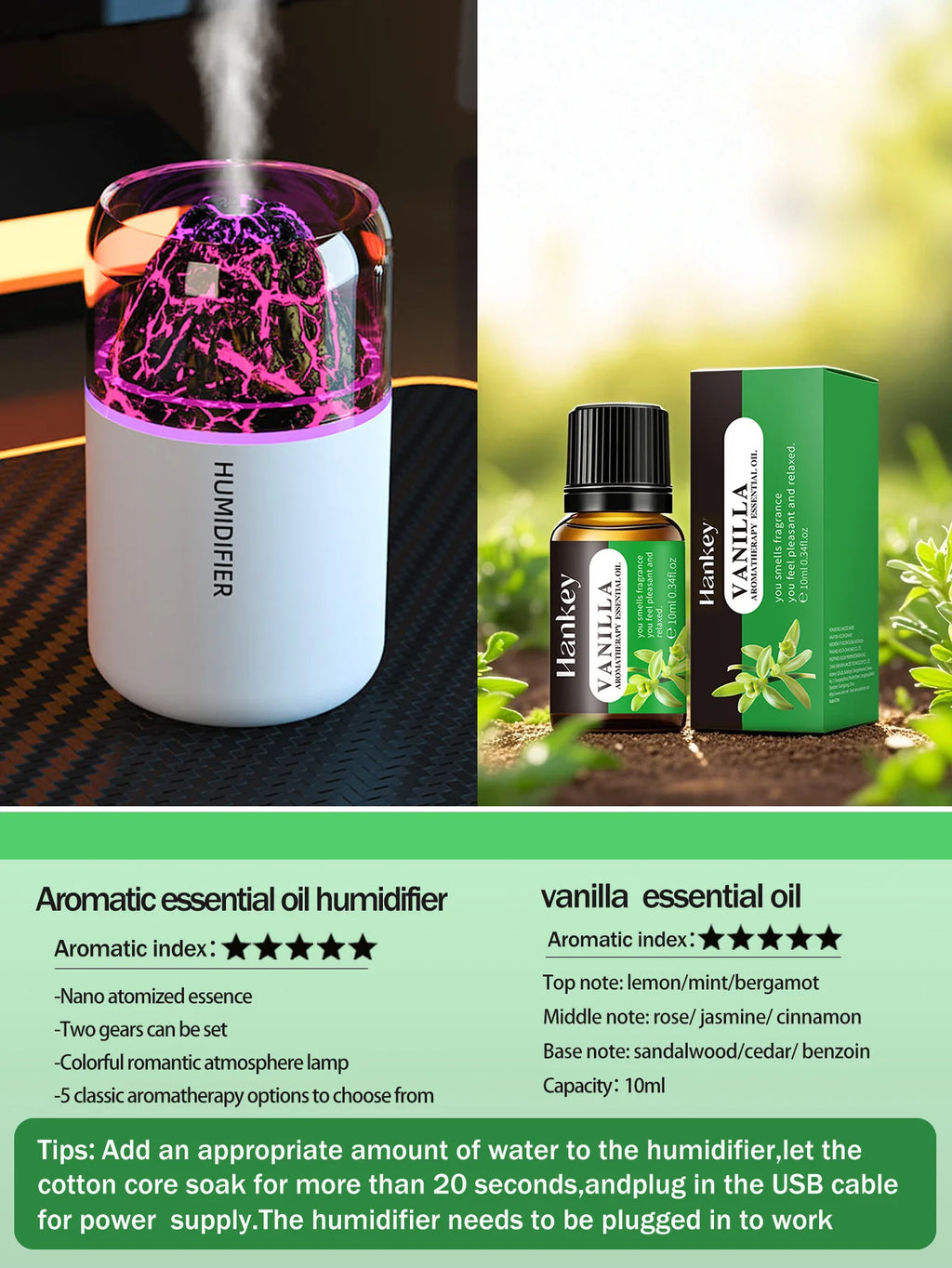 Crystal Flame Aroma Humidifier diffuser