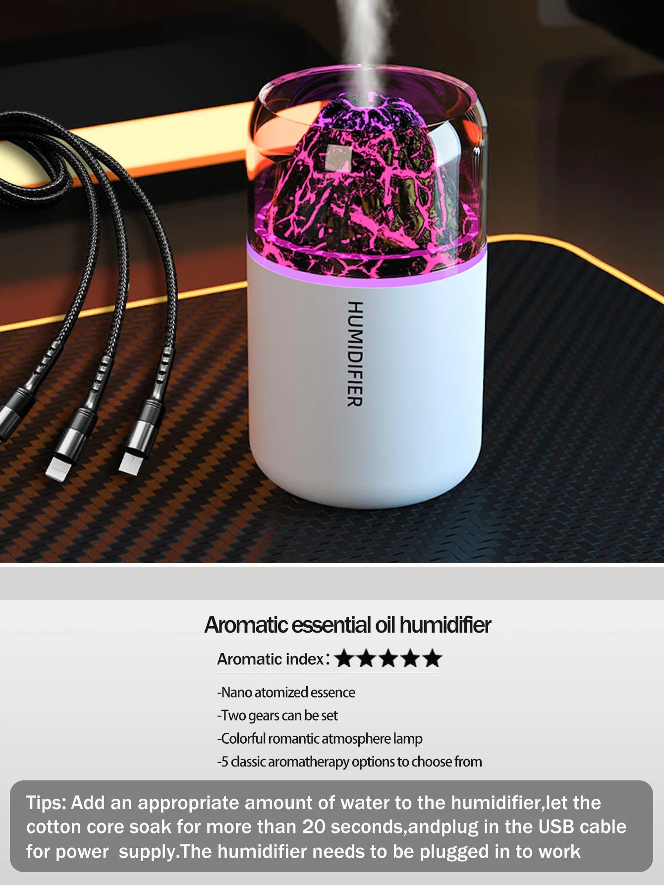 Crystal Flame Aroma Humidifier diffuser
