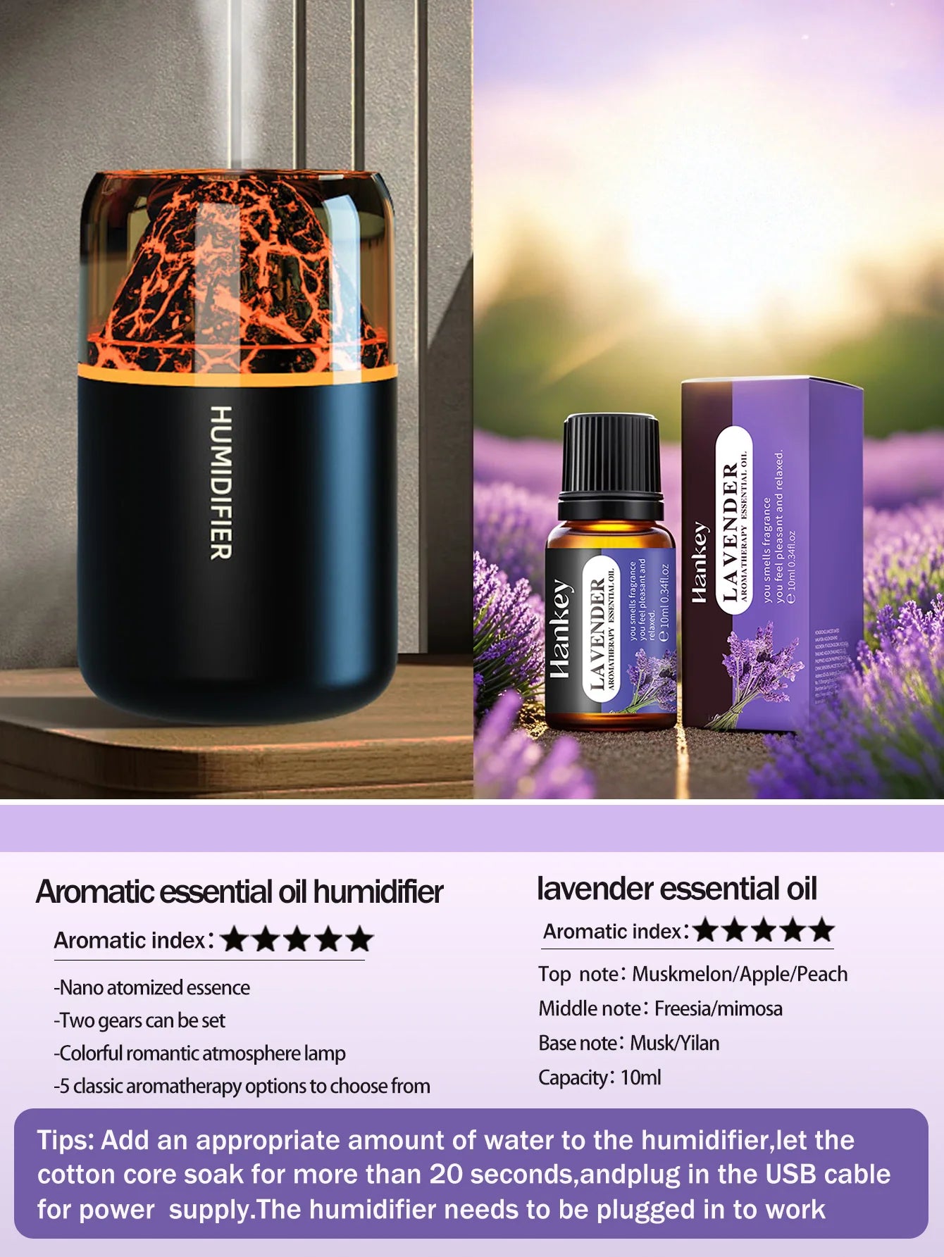 Crystal Flame Aroma Humidifier diffuser