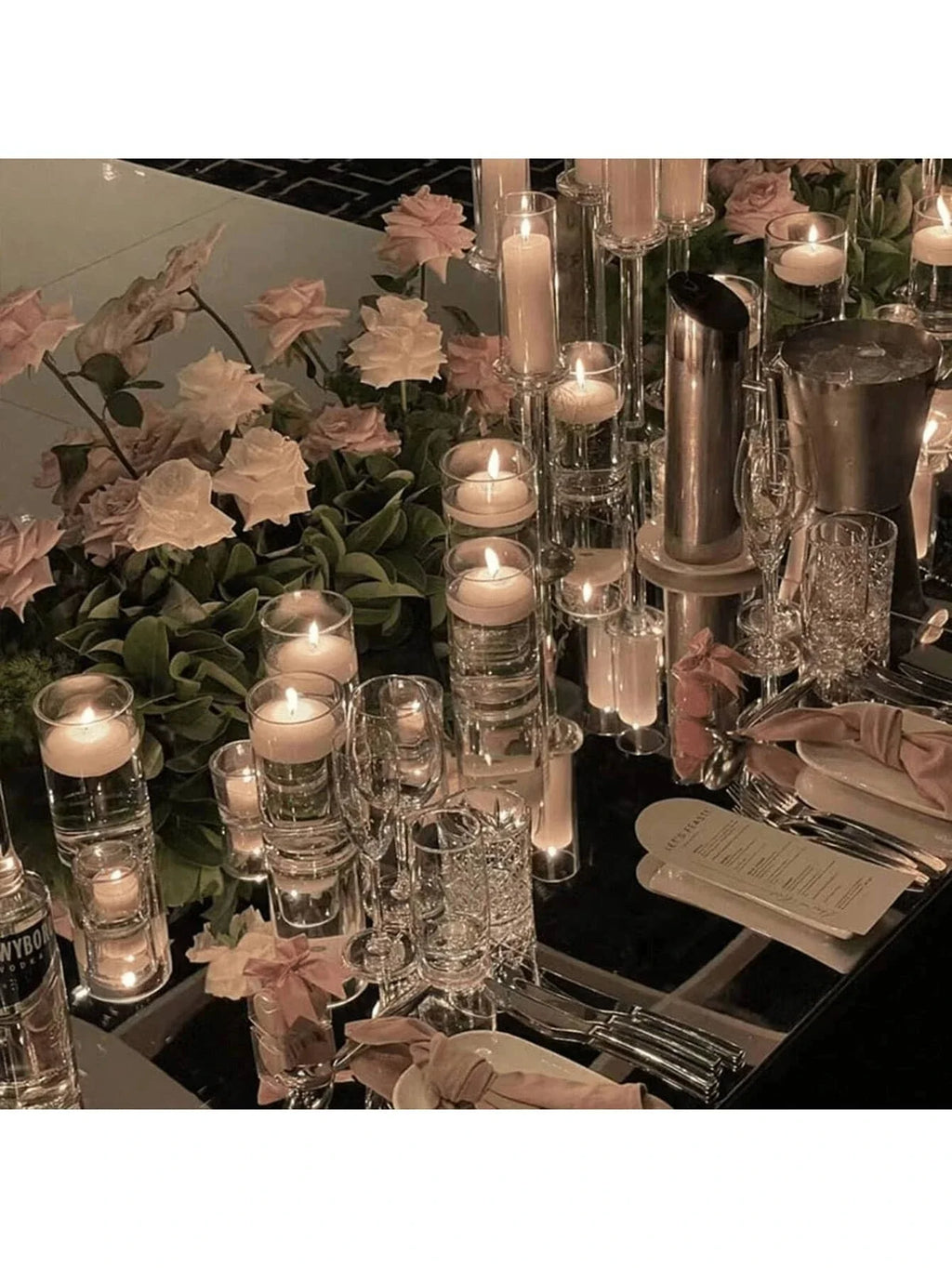 Elegant Clear Glass Candle Holder (Candles Not Included)