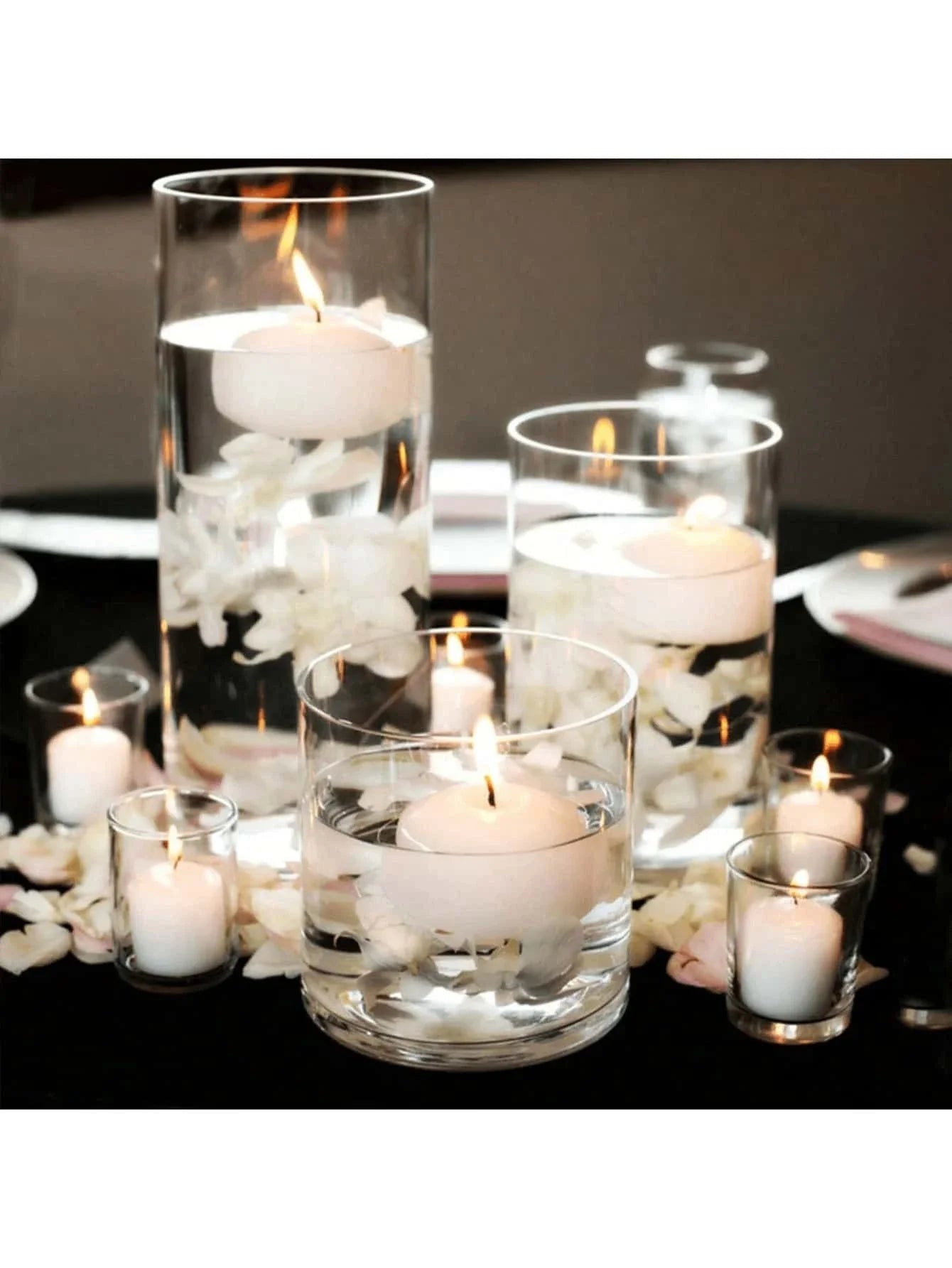 Elegant Clear Glass Candle Holder (Candles Not Included)