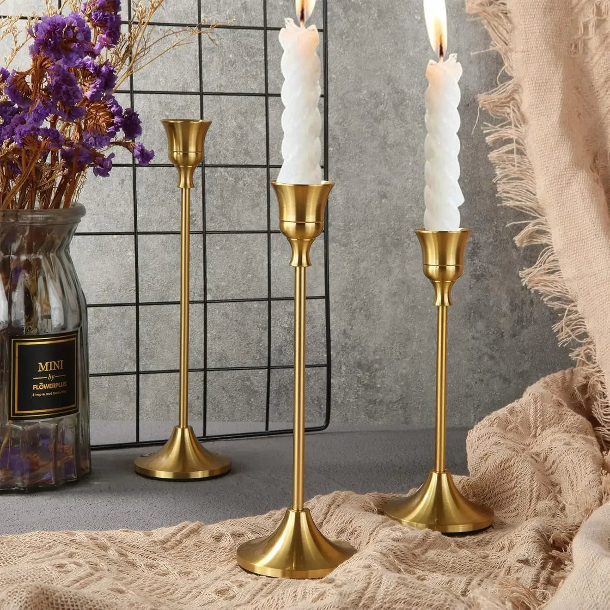 Elegant Metal Candle Holder Set