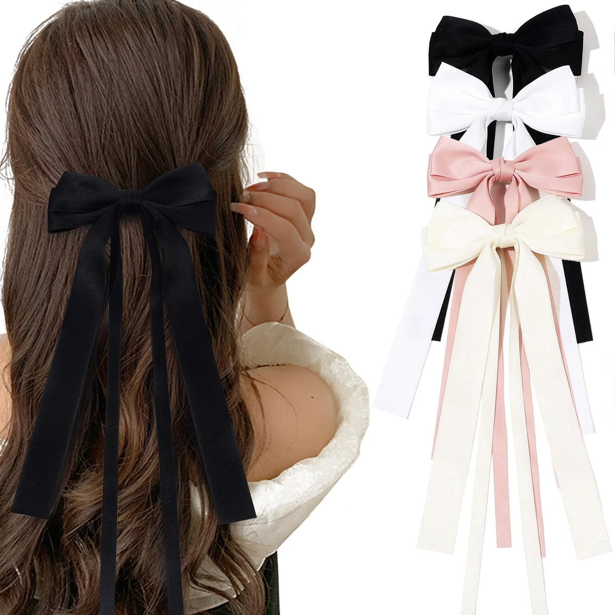 Elegant Satin Ribbon Hair Bow Clip