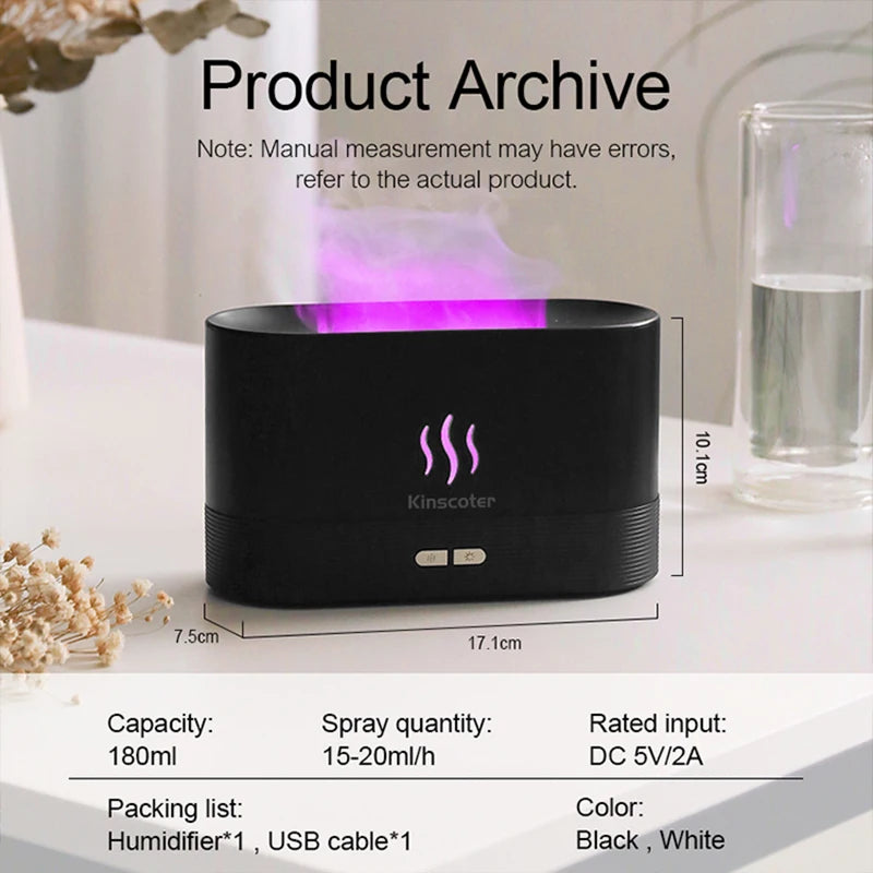 Flame Aroma Diffuser- Led Fire Effect Humidifier