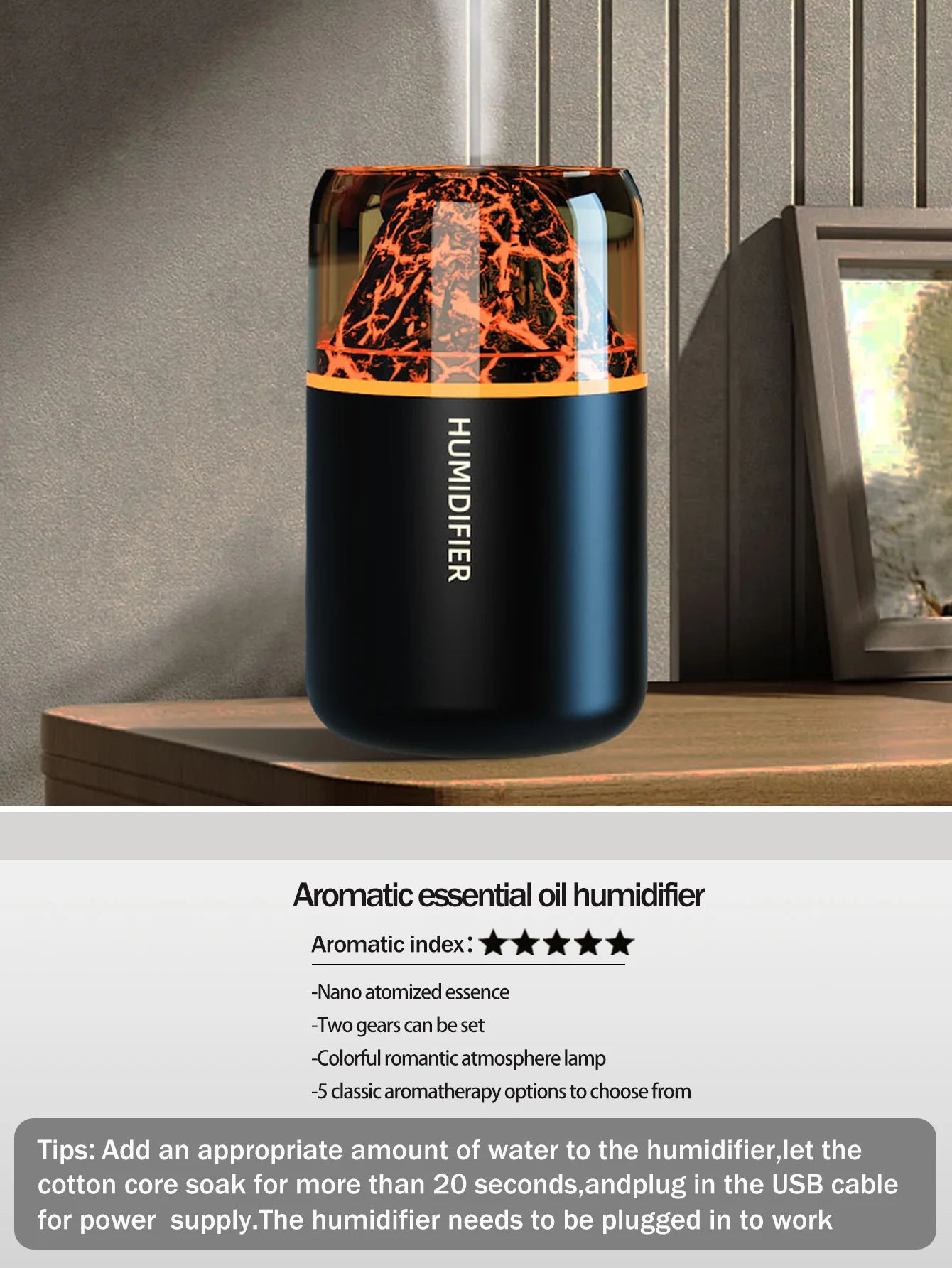 Crystal Flame Aroma Humidifier diffuser