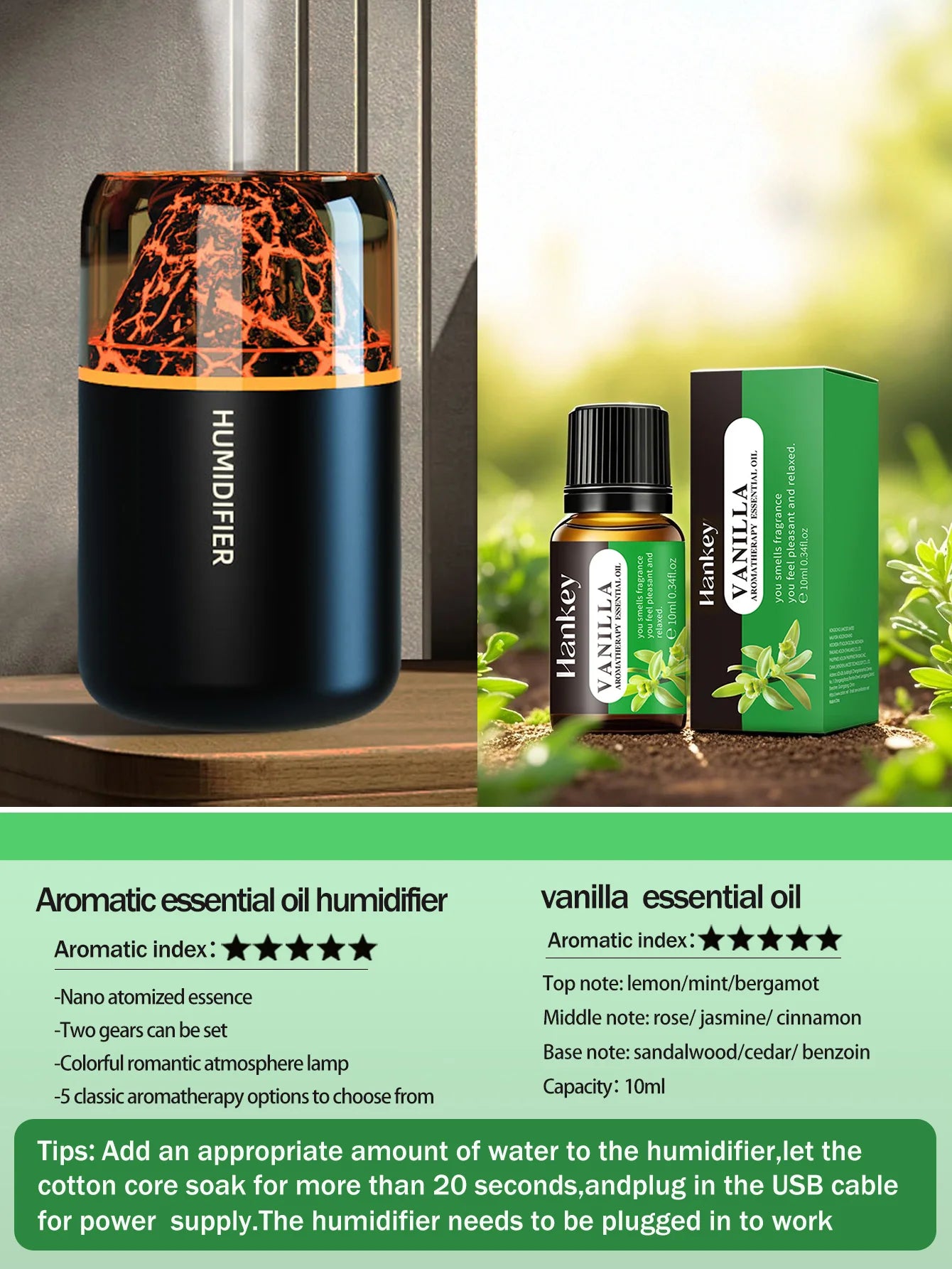 Crystal Flame Aroma Humidifier diffuser
