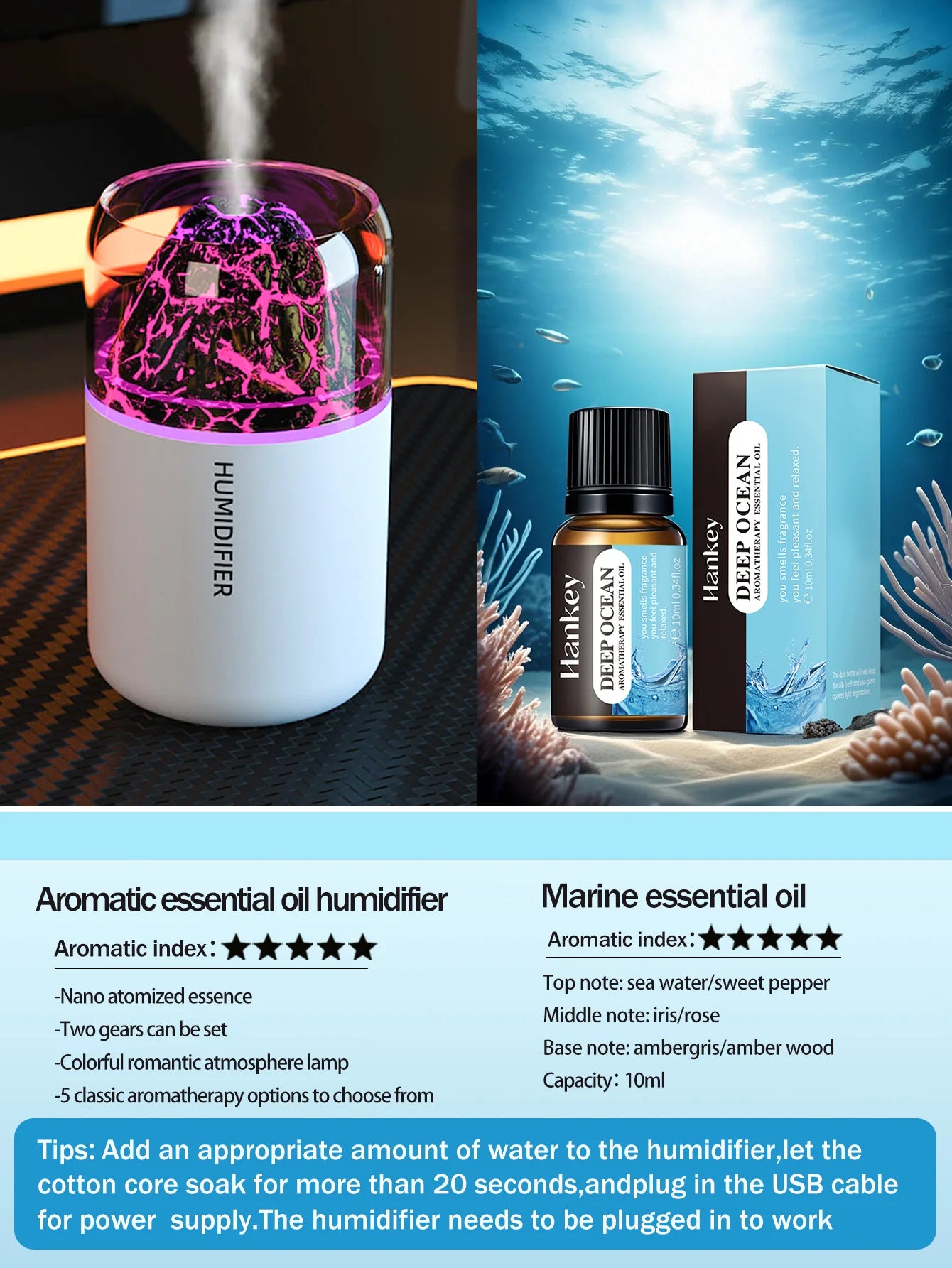 Crystal Flame Aroma Humidifier diffuser