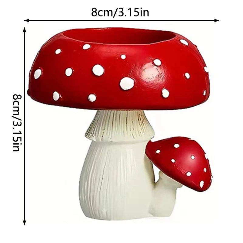 Enchanted Mushroom Candle Holder Hand-Painted Resin Decor