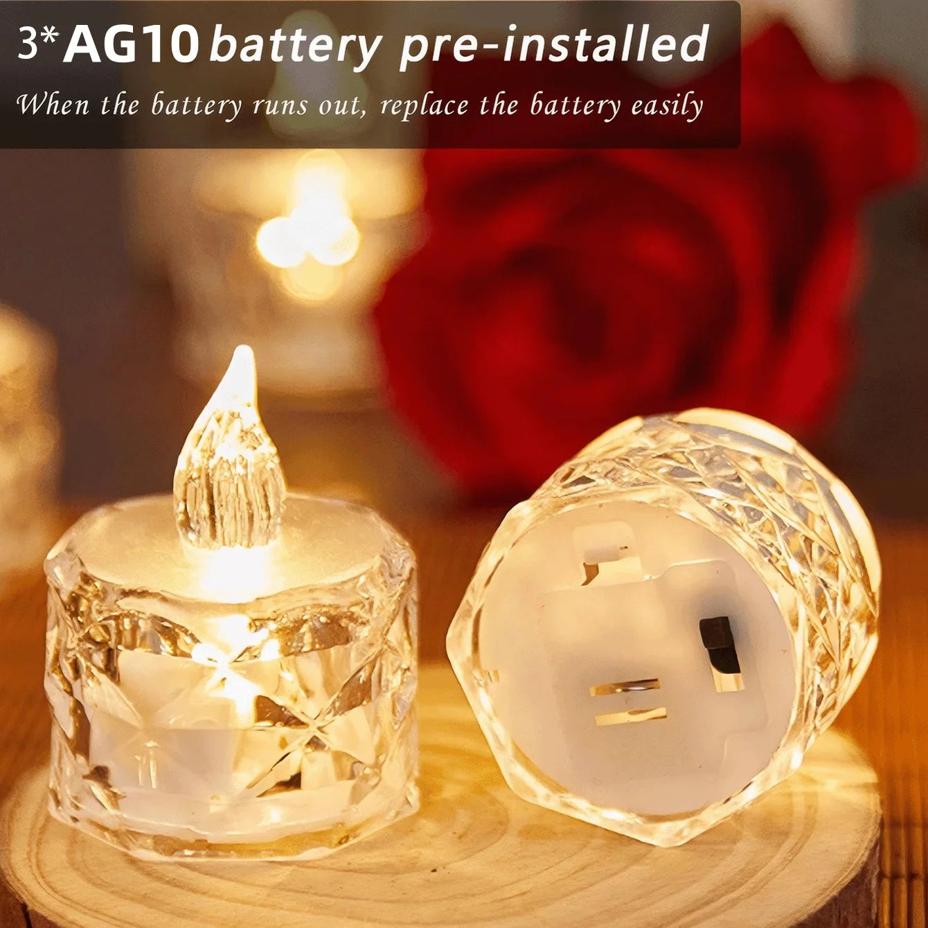 Crystal LED Flameless  Candles 4/8/16Pcs