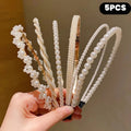 5 Pieces Elegant Pearl Headband Set