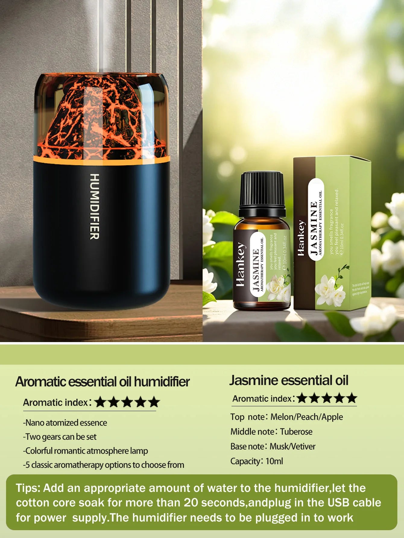 Crystal Flame Aroma Humidifier diffuser