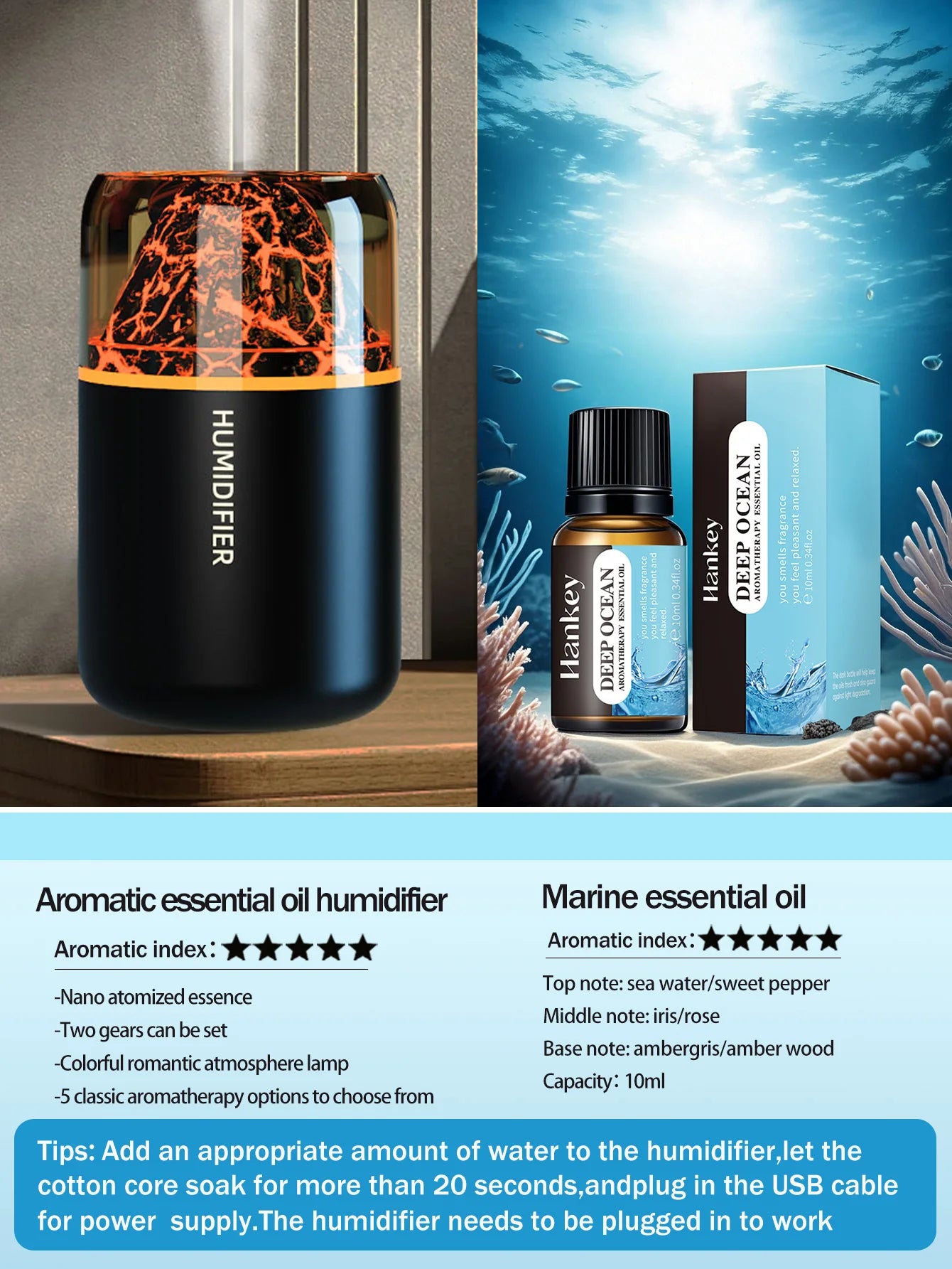 Crystal Flame Aroma Humidifier diffuser