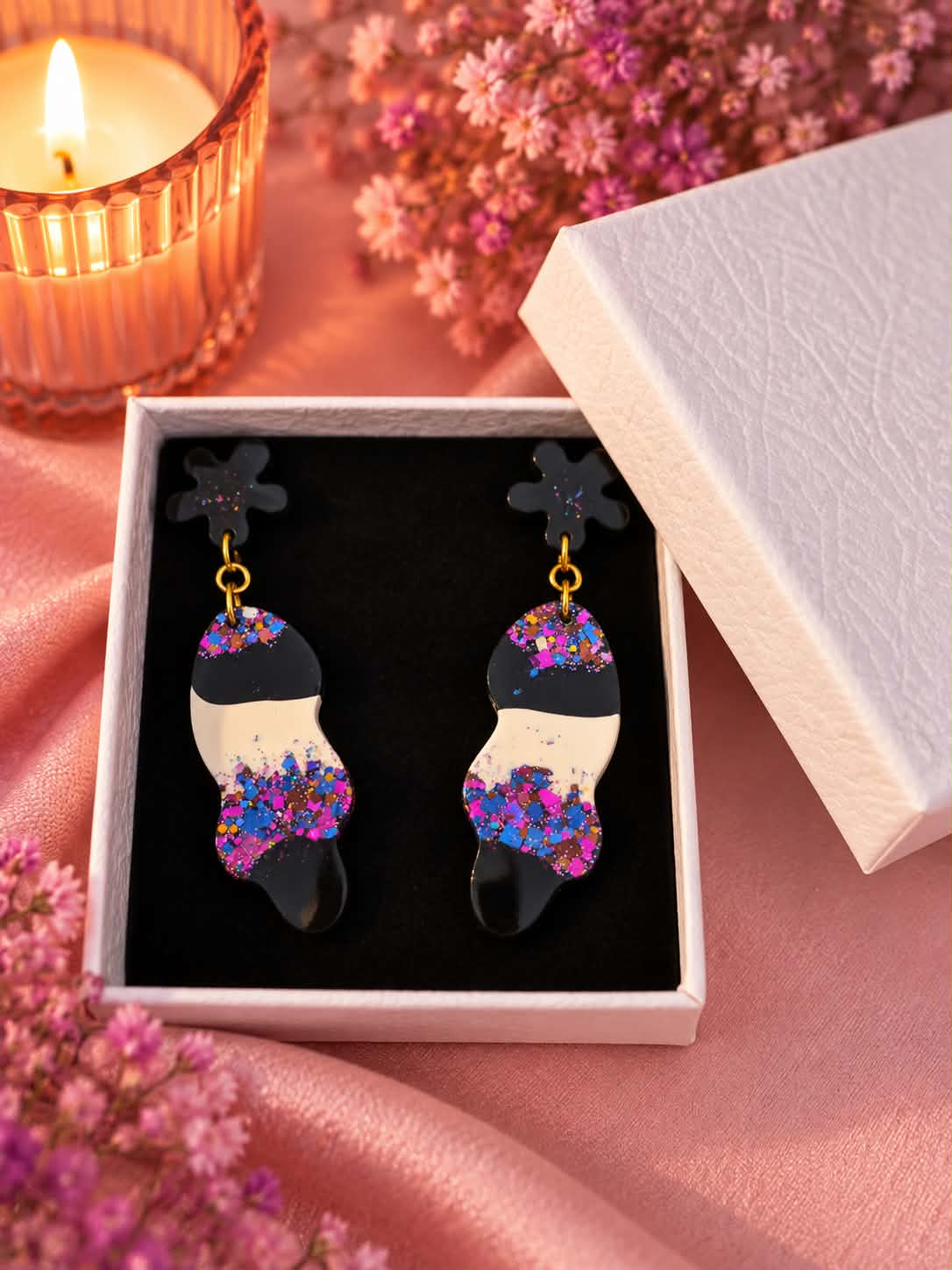 Midnight Confetti Statement Earrings