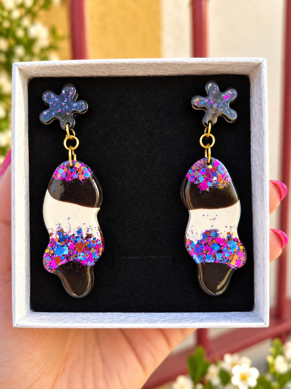 Midnight Confetti Statement Earrings