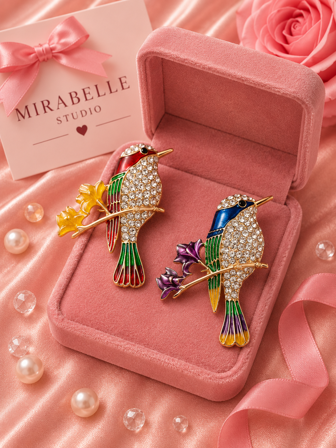 Crystal Bird Brooch