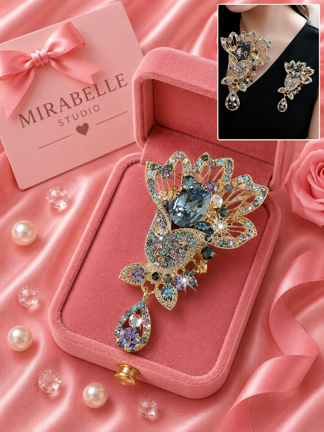 Aurora Crystal Brooch