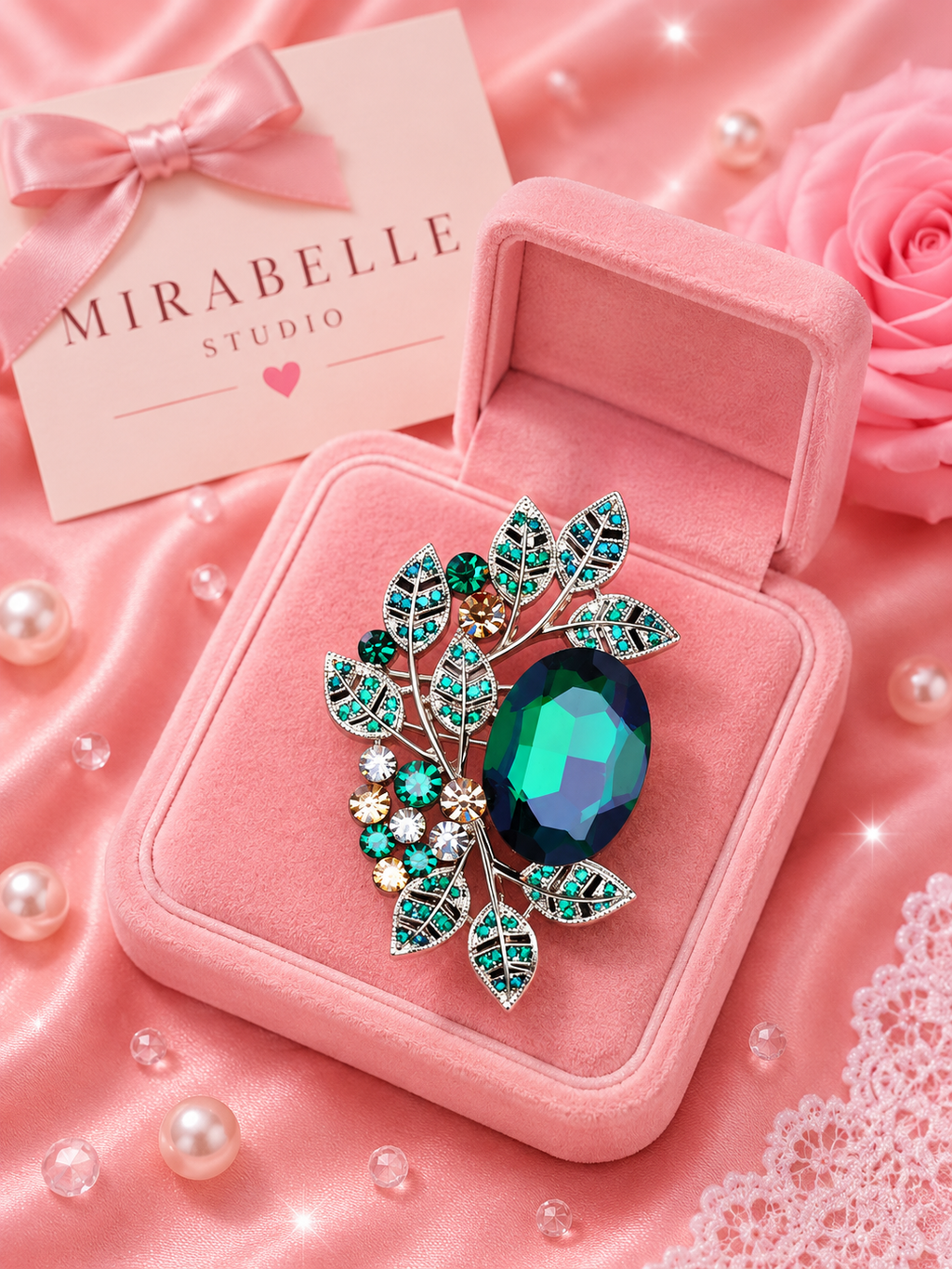 Midnight Peacock Brooch