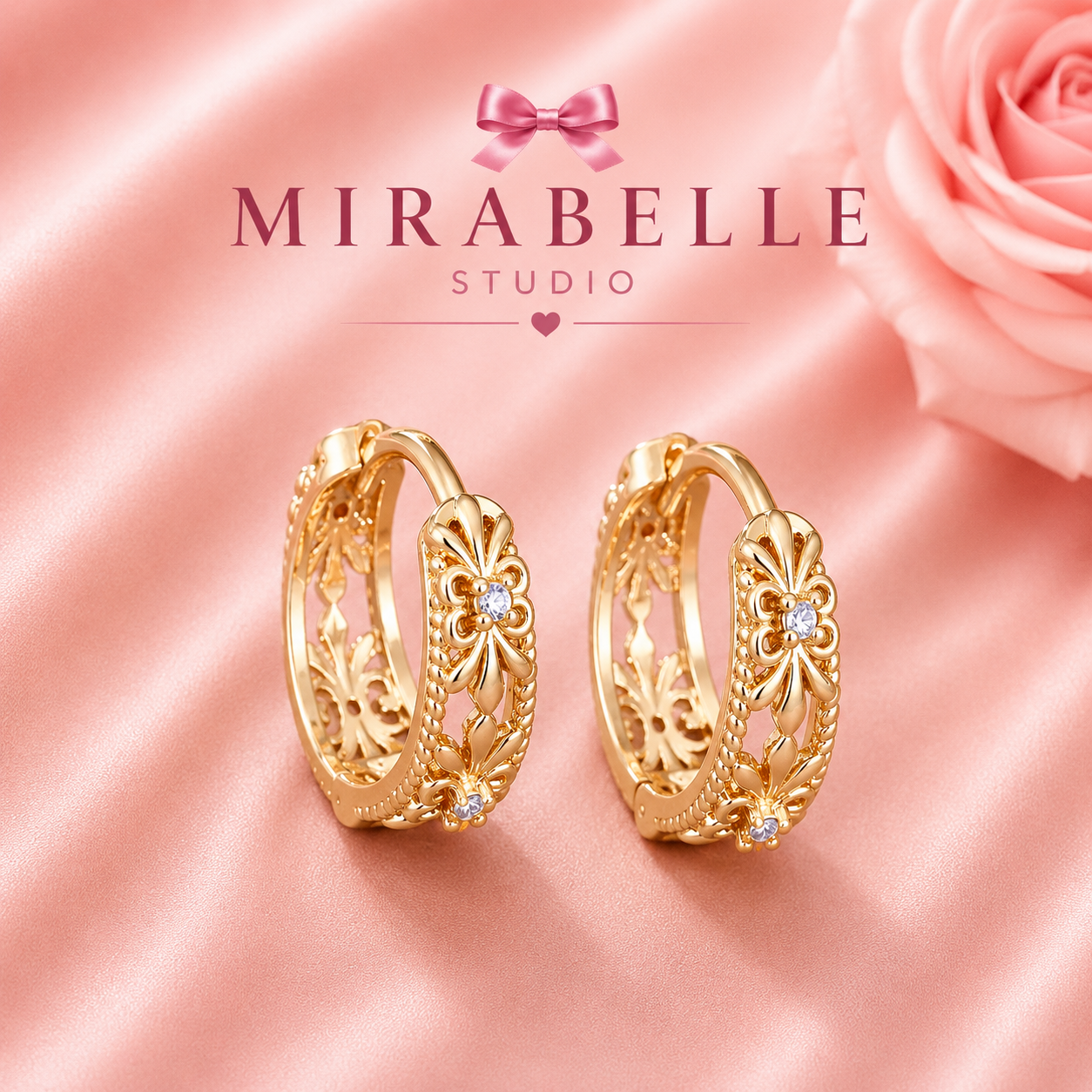 Golden Fleur Hoops Earrings