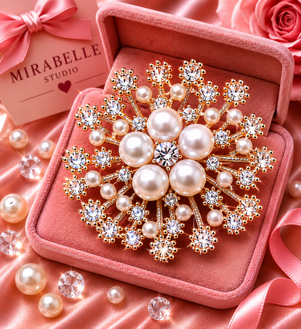 Crystal Flower Brooch