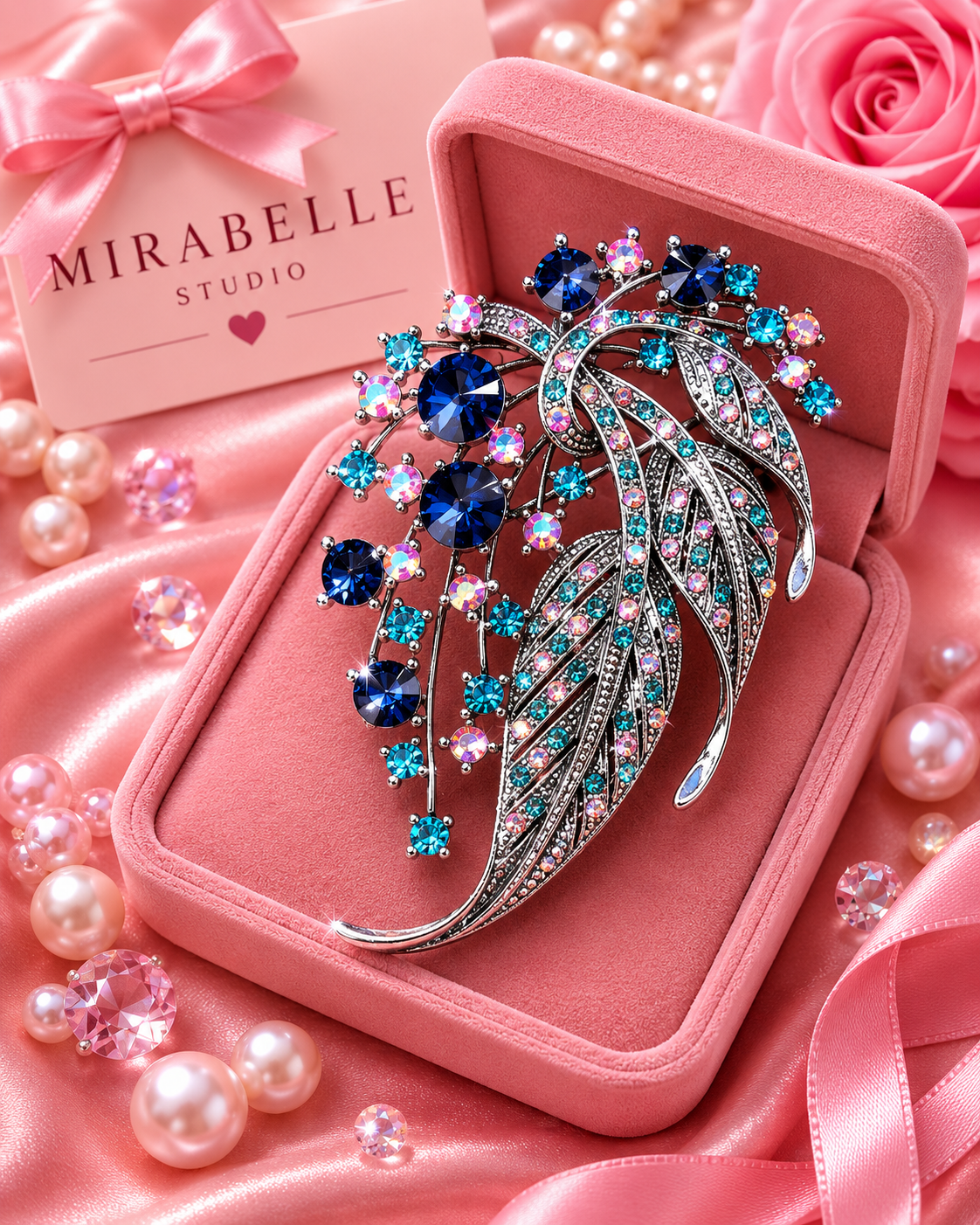 Midnight Peacock Brooch