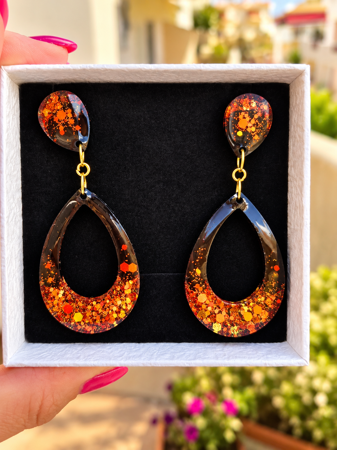 Autumn Ember Teardrop Earrings
