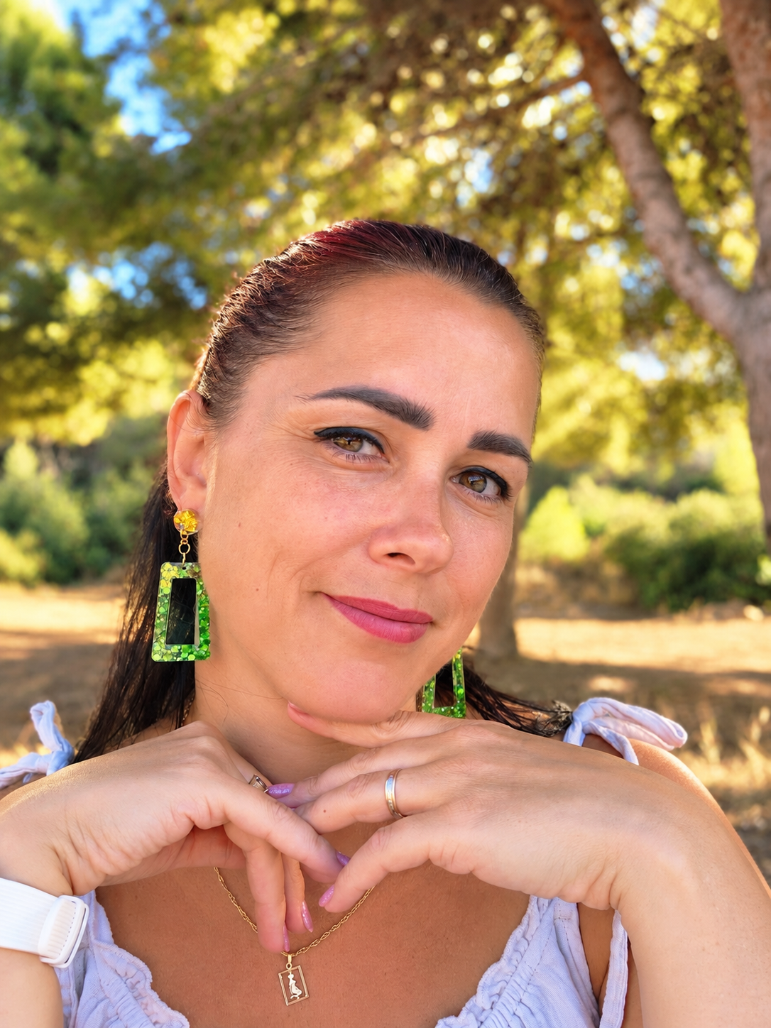 Emerald Glow Geometric Earrings